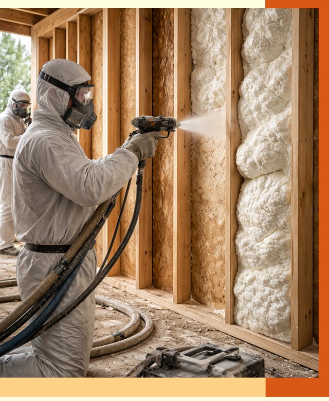 Утепление каркасного дома ППУ в Березниках от 2884 руб./м2 — работа под ключ | ТепломастерБрз