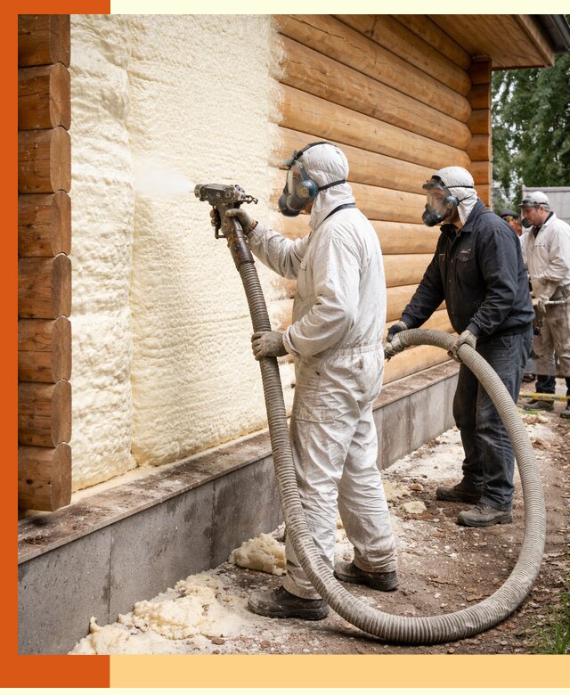 Утепление дома из бруса пенополиуретаном в Березниках