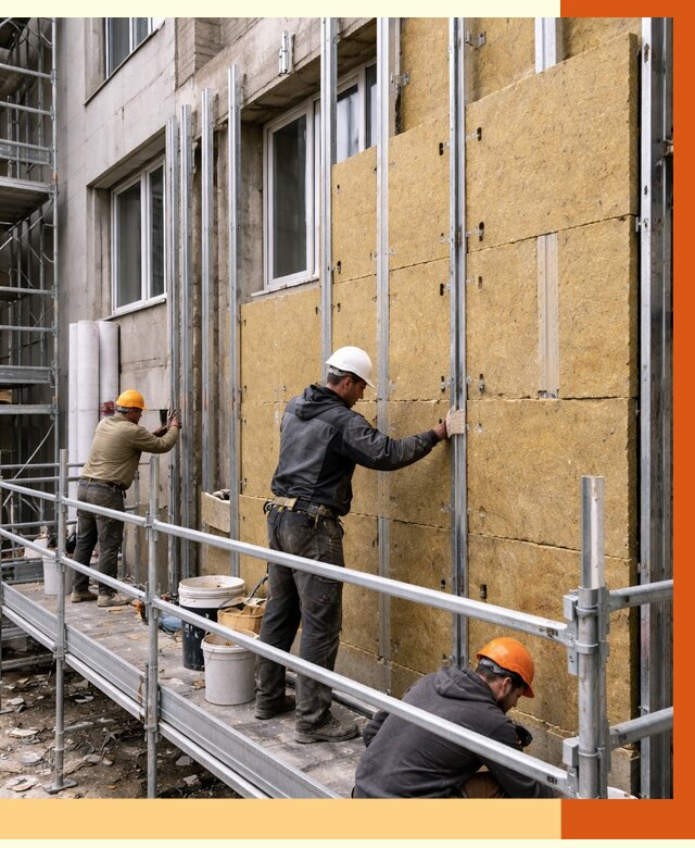 Утепление вентилируемого фасада в Березниках от 5767 руб/м2 — монтаж и утепление вентфасад | ТепломастерБрз